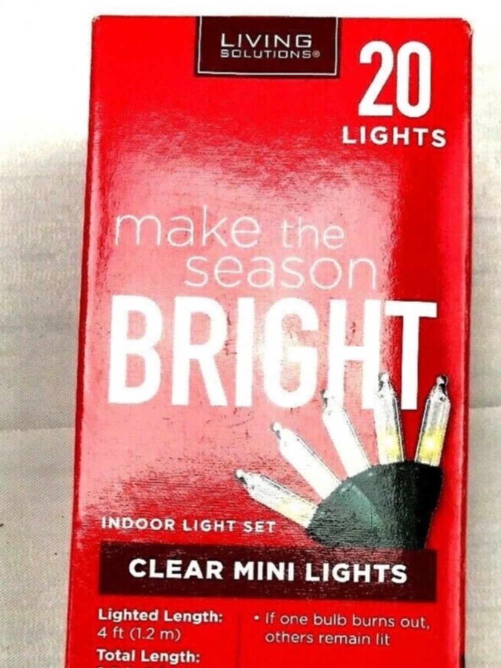 Living Solutions 20 Clear w/ Green Wire Mini Lights Indoor Light set 4ft